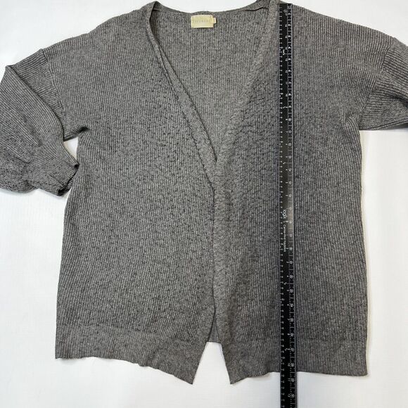 DREAMERS by Debut Womens Large Gray Open Front Balloon Sleeve Cardigan Sweater - Picture 4 of 8